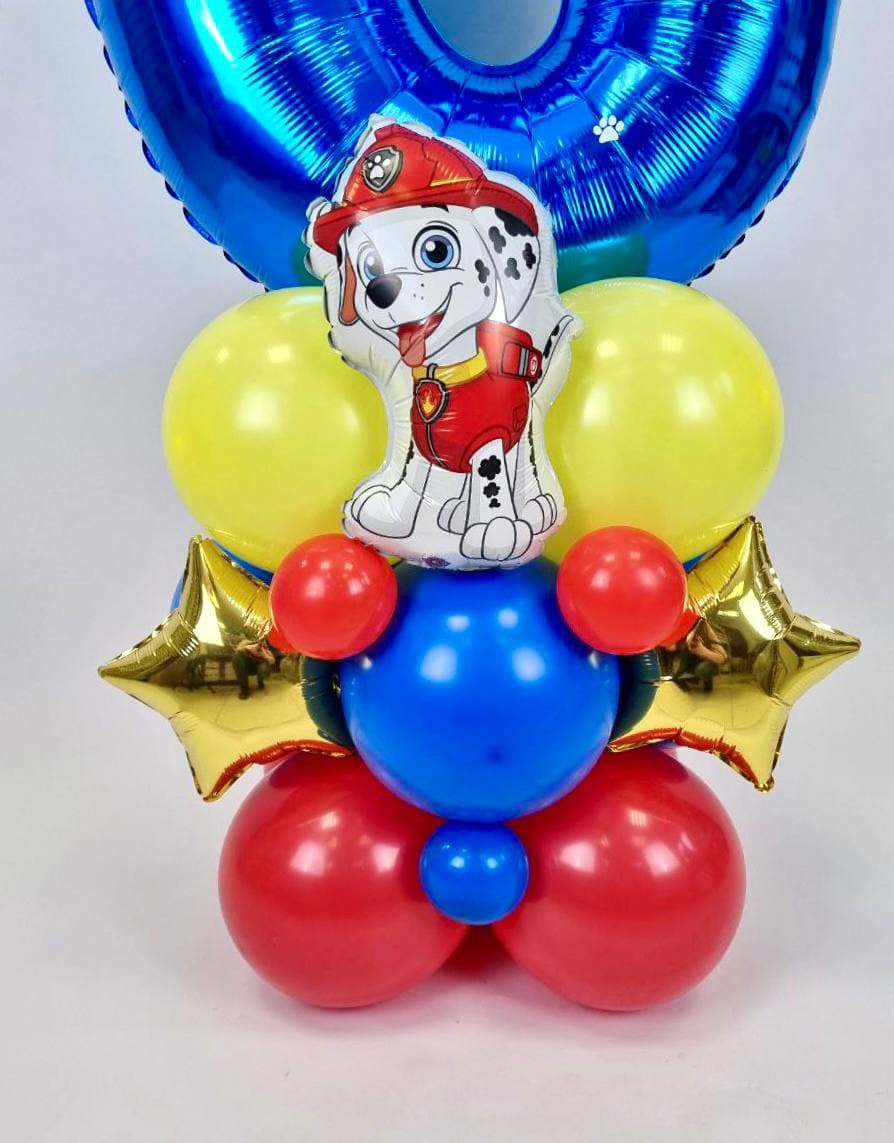Композиция из шаров с воздухом «Цифра щенячий патруль»