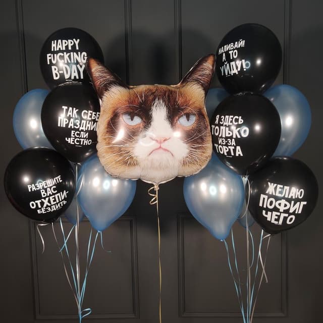 Композиция из шаров "Сердитый кот" Композиция из шаров "Сердитый кот"
