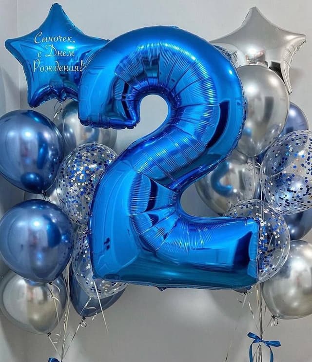 Композиция из шаров "Синий и серебро" Композиция из шаров "Синий и серебро"