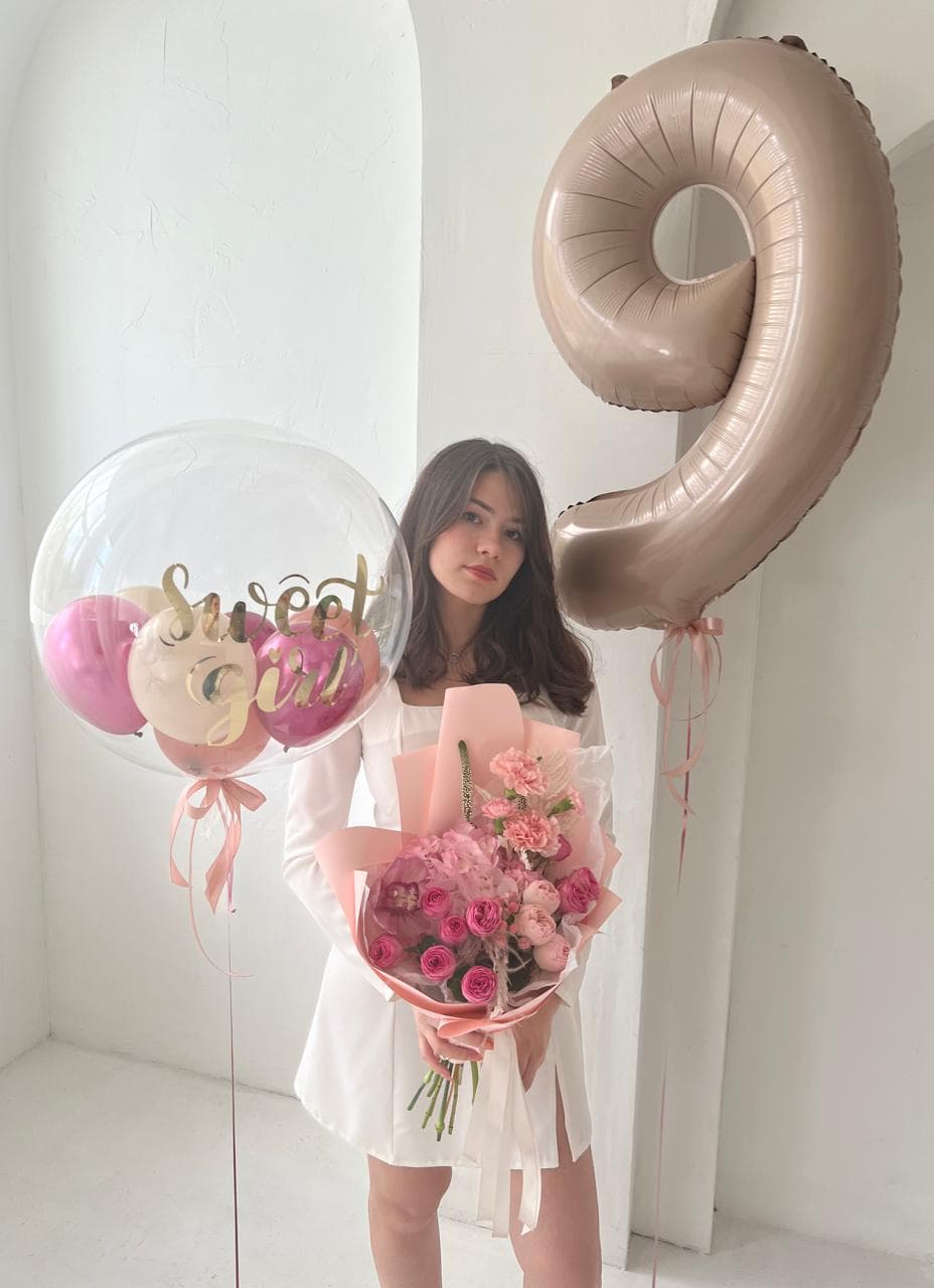 Композиция из Шаров «Цифра и Баблс»