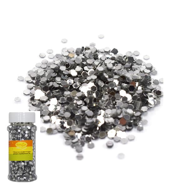 Конфетти блестки шестригранное серебро 1гр