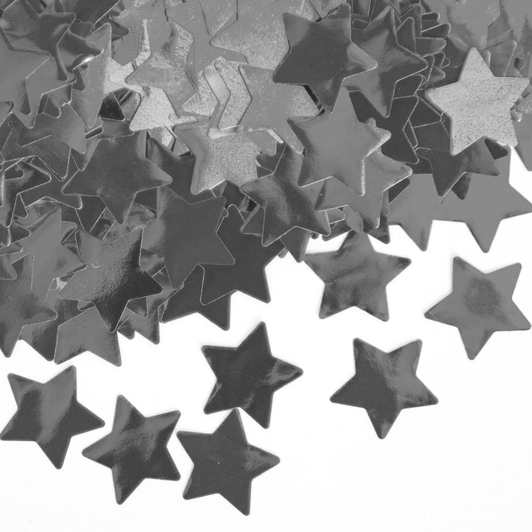 Конфетти фольга Звезда, Серебро, Металлик, 1,5 см, 1 гр.