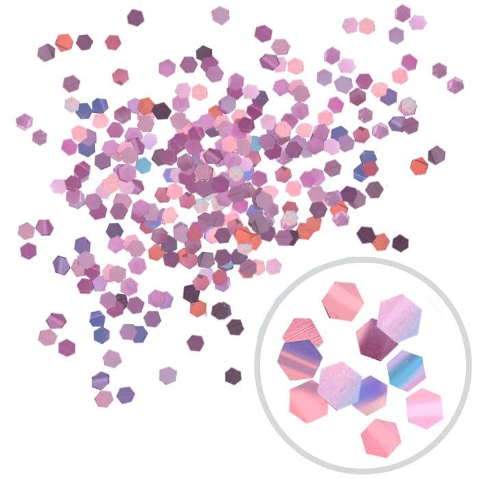 Конфетти шестигранное розовое золото 6мм, 1 гр