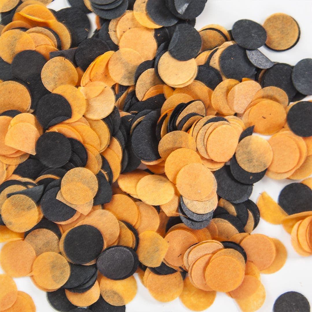 Конфетти тишью Круг, Оранжевый/Черный, 1 см, 1 г.