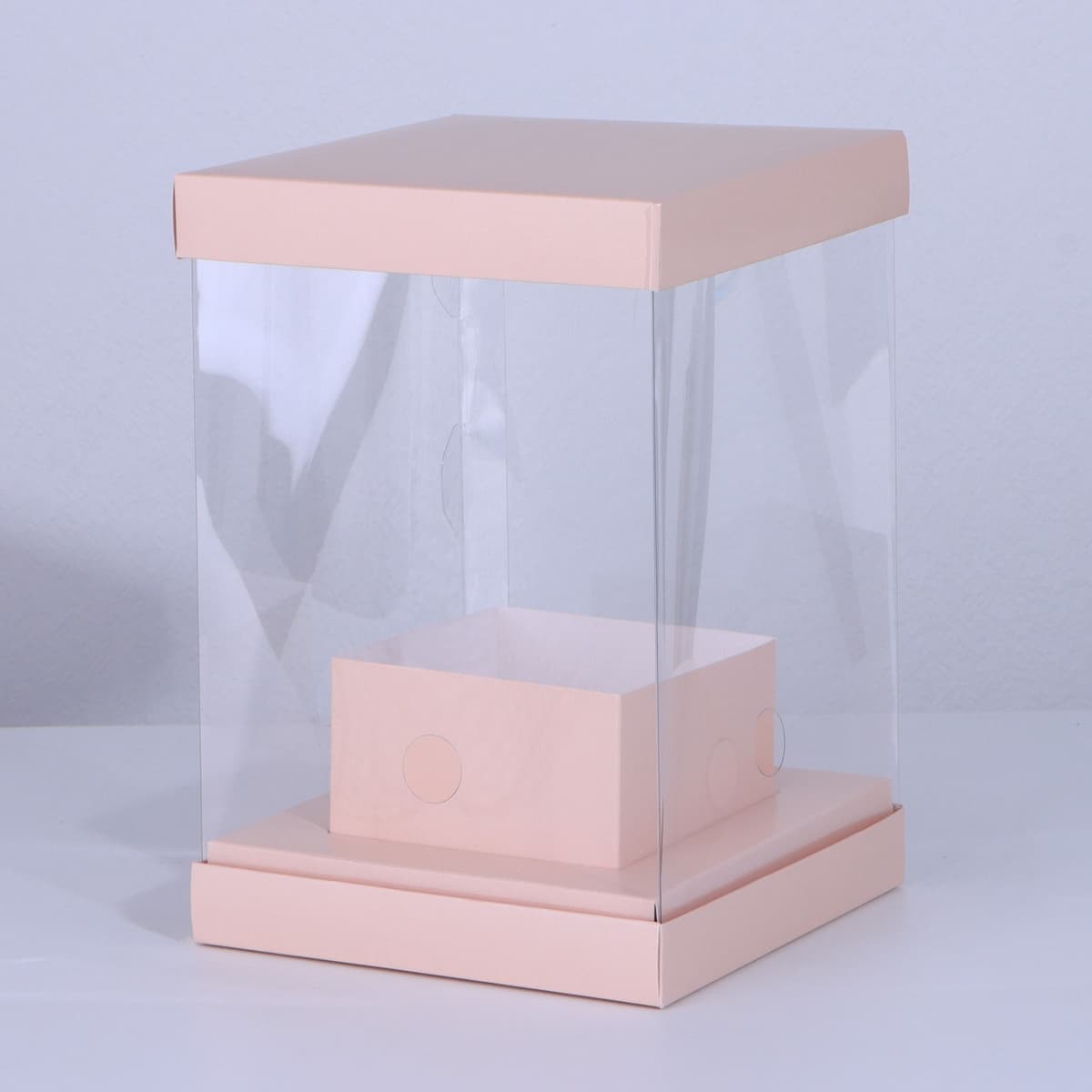 Коробка для цветов с вазой и PVC окнами складная «Бежевая», 16 х 23 х 16 см