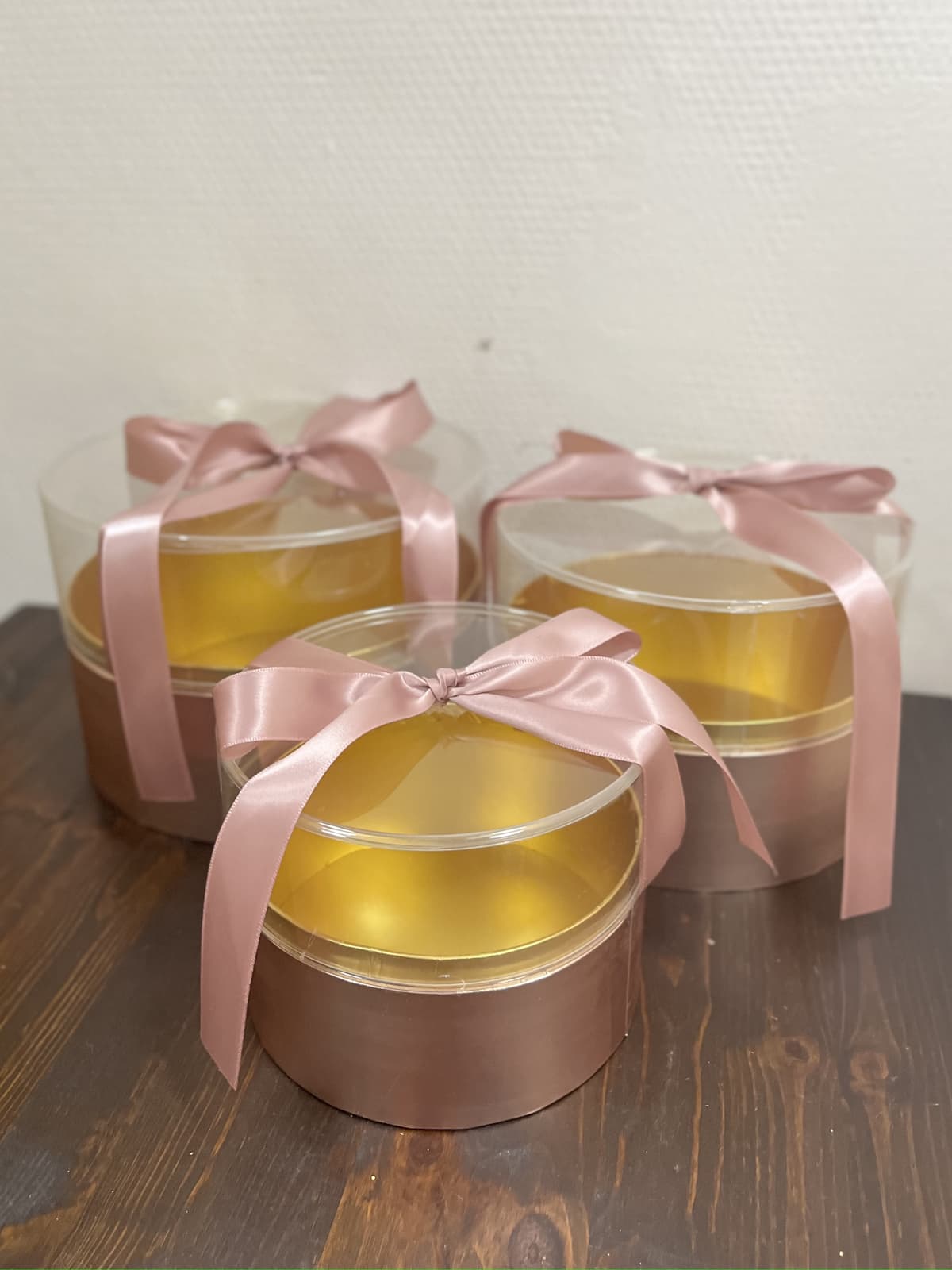 Коробка с прозрачной крышкой, розовое золото, 21,5 x h15 см