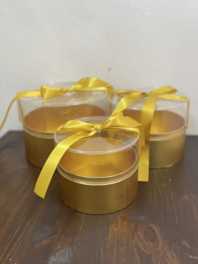 Коробка с прозрачной крышкой, золото, 15 x h12 см Коробка с прозрачной крышкой, золото, 15 x h12 см