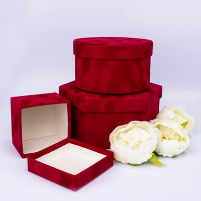 Коробка "Велюр" бордо шестигранник L 23,5 x 21 x 11 см Коробка "Велюр" бордо шестигранник L 23,5 x 21 x 11 см