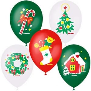 M 12"/30см Металлик (шелк) 1 ст. 3 цв. рис Новогодние игрушки