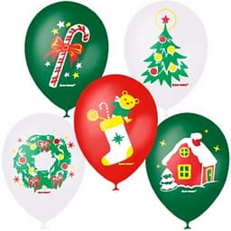 M 12"/30см Металлик (шелк) 1 ст. 3 цв. рис Новогодние игрушки