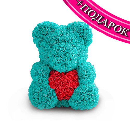 Мишка из роз мятный 40 см + ПОДАРОК Мишка из роз мятный 40 см + ПОДАРОК