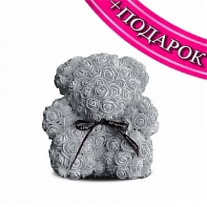 Мишка из роз серый 28 см + ПОДАРОК Мишка из роз серый 28 см + ПОДАРОК