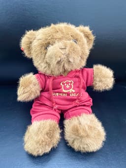 Мишка  в бордовом костюме , коричневый