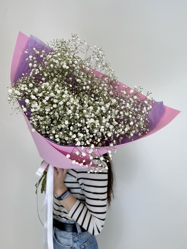 Моно букет из 9 белых Гипсофил в фоамиране Моно букет из 9 белых Гипсофил в фоамиране