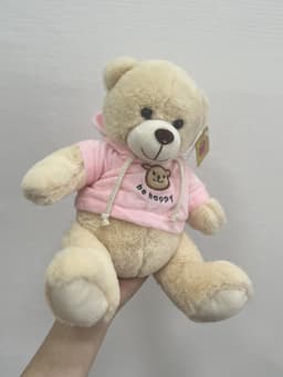 Мягкая игрушка «Мишка в толстовке» розовая 25 см