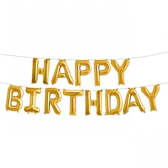 Набор шаров-букв (16"/41см) Happy Birthday,золото (только воздухом)