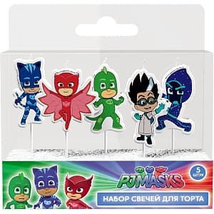 Набор свечей PJ Masks на палочке 5шт Набор свечей PJ Masks на палочке 5шт