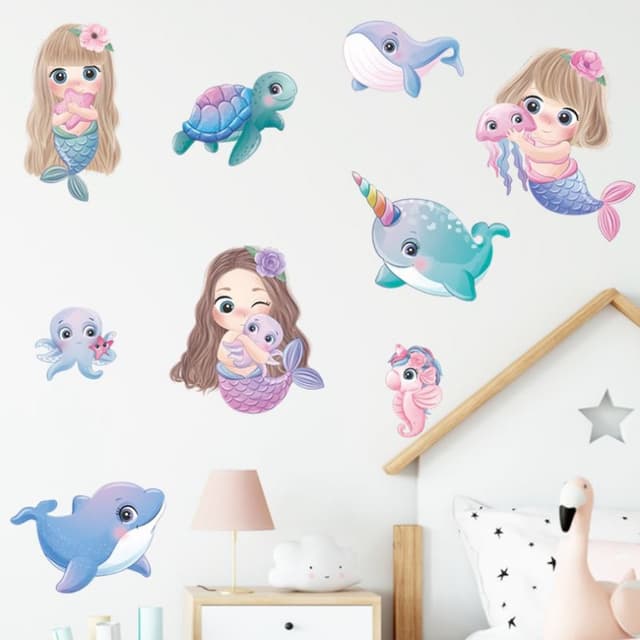 Наклейка пластик интерьерная цветная "Русалки и подводный мир" набор 2 листа 30х90 см Наклейка пластик интерьерная цветная "Русалки и подводный мир" набор 2 листа 30х90 см
