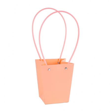 Пакет под цветы 13*9,5*15,5см Конус Персик с пластиковой ручкой