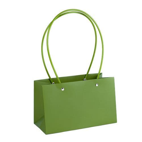 Пакет под цветы 22*10,5*13,5см Прямоугольник Оливковый с пластиковой ручкой