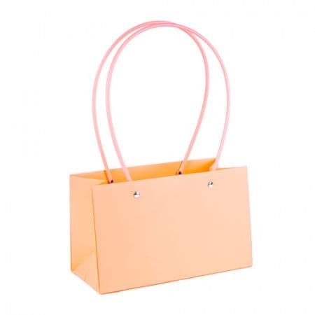 Пакет под цветы 22*10,5*13,5см Прямоугольник Персиковый пластиковой ручкой Пакет под цветы 22*10,5*13,5см Прямоугольник Персиковый пластиковой ручкой