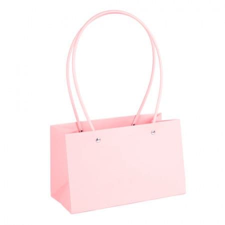 Пакет под цветы 22*10,5*13,5см Прямоугольник Розовый Бабл-гам с пластиковой ручкой Пакет под цветы 22*10,5*13,5см Прямоугольник Розовый Бабл-гам с пластиковой ручкой