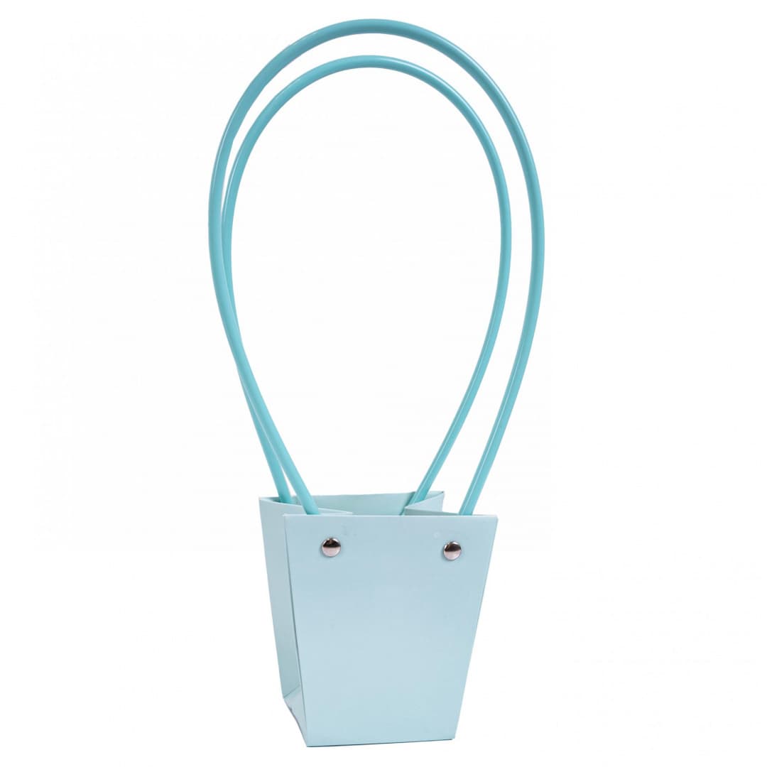 Пакет под цветы 9*6,5*10см Конус Светло-голубой с пластиковой ручкой