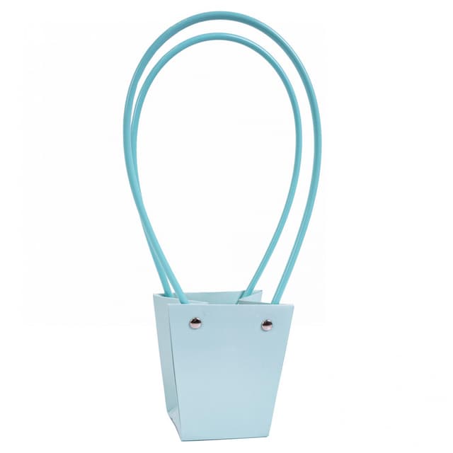 Пакет под цветы 9*6,5*10см Конус Светло-голубой с пластиковой ручкой Пакет под цветы 9*6,5*10см Конус Светло-голубой с пластиковой ручкой