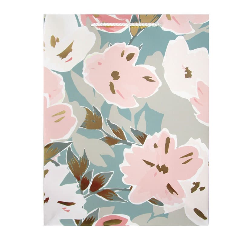 Пакет подарочный "Цветочный принт", с тиснением фольгой, 26*32*12