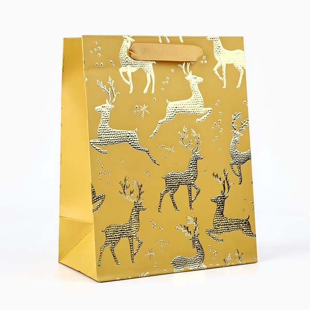 Пакет подарочный новогодний ламинированный «Олени», MS 23×18×10 см Пакет подарочный новогодний ламинированный «Олени», MS 23×18×10 см