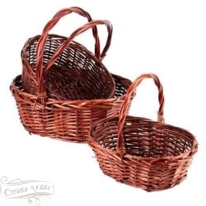 Плетеная корзина "Ива" Овал Коричневый 28*25*H10 см