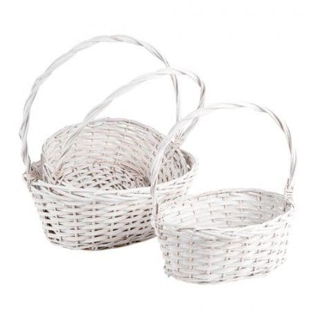 Плетеная корзина "Ива" овал белый 33*14*39 см