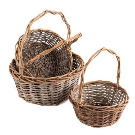 Плетеная корзина Ива серый круг 25*13*32 см