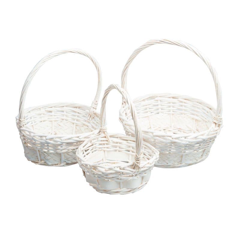 Плетеная корзина с ручкой Ива, белая 18*18*22 см