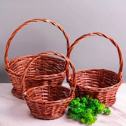 Плетеная корзина с ручкой Ива, коричневая 24,5*26*9 см