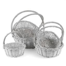 Плетеная корзина с ручкой Ива, Круг Белый D23*H12/26 см