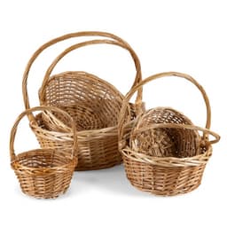 Плетеная корзина с ручкой Ива, Круг Натуральный 31*H15/39 см