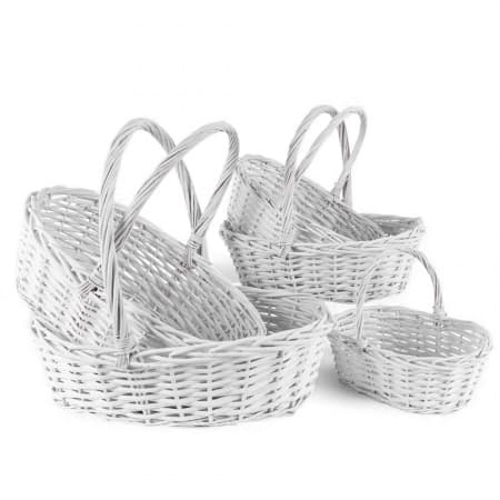 Плетеная корзина с ручкой Ива, Овал белый D15*30*Н15/39 см