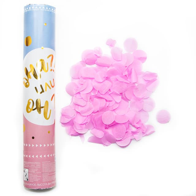 Пневмохлопушка (12/30 см) Конфетти тишью, Круги, Розовый Пневмохлопушка (12/30 см) Конфетти тишью, Круги, Розовый