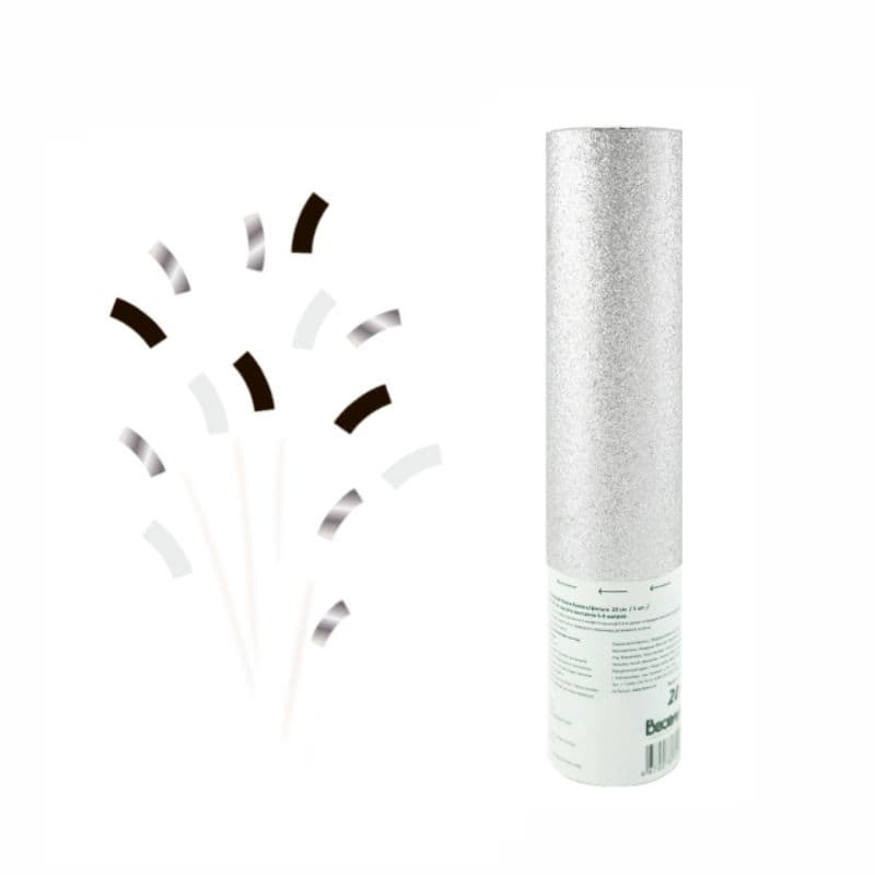 Пневмохлопушка "Серебряный глиттер" Монохромный блеск бумага/фольга 20 см /