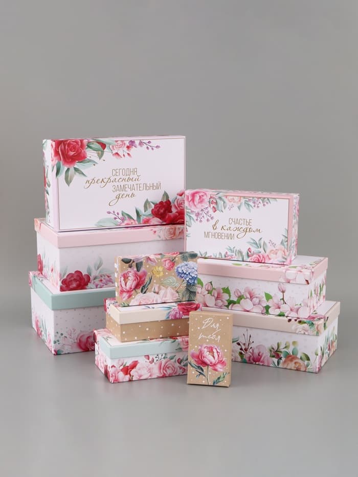 Подарочная коробка «Цветочный» , 13,5 х 8 х 5 см
