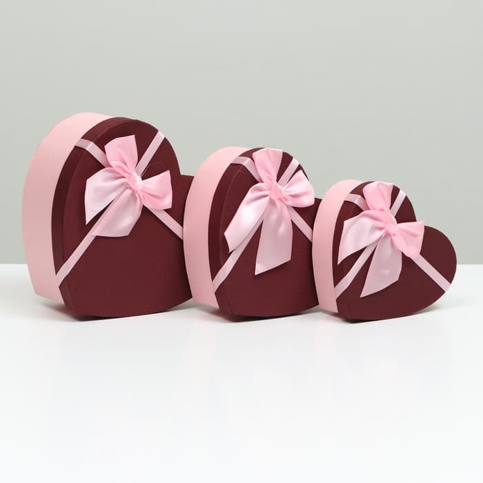 Подарочная коробка сердца, бордовый 21,5 x 20,5 x 9 см