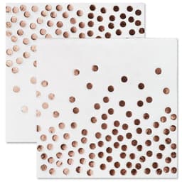 Салфетки, Конфетти, Белый/Розовое золото, Металлик, 33*33 см, 12 шт.
