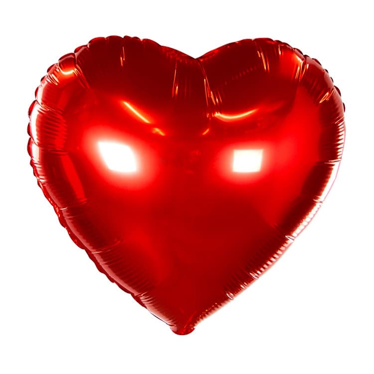 Сердца металлик 150 см красные