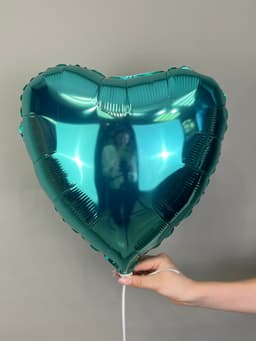 Сердца металлик 45 см бирюзовые (Тиффани)