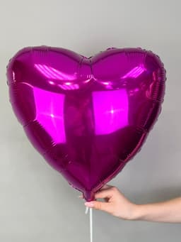 Сердца металлик 45 см пурпурные /fm