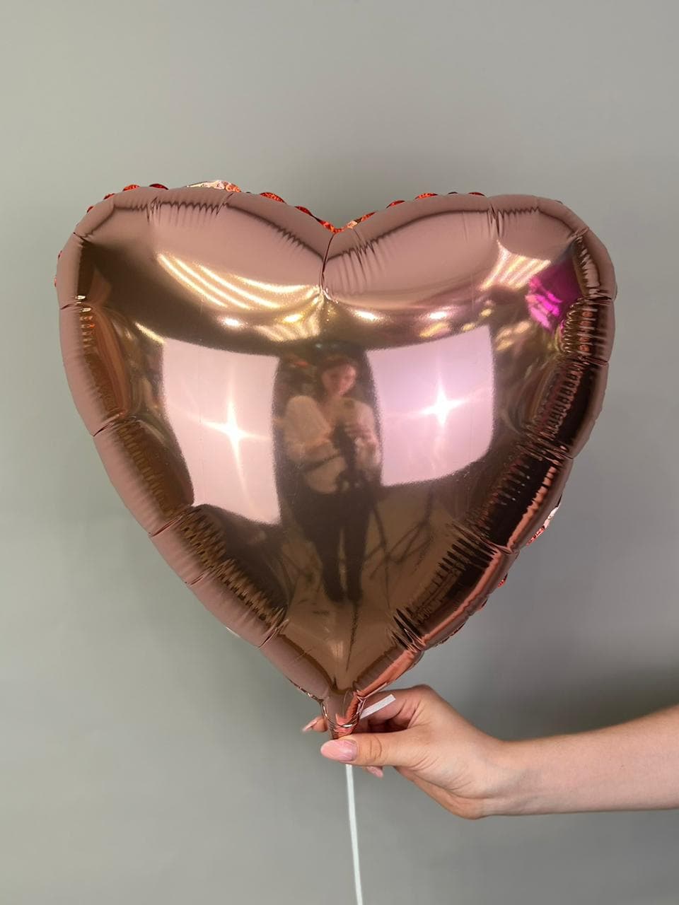 Сердца металлик 45 см розовое золото /fm