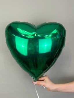 Сердца металлик 45 см зеленые /fm