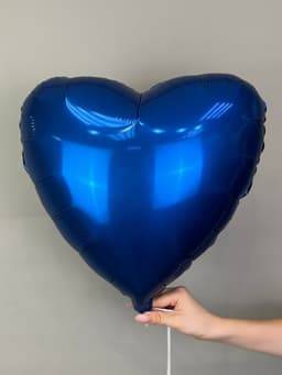 Сердца сатин 45 см темно синие/ang