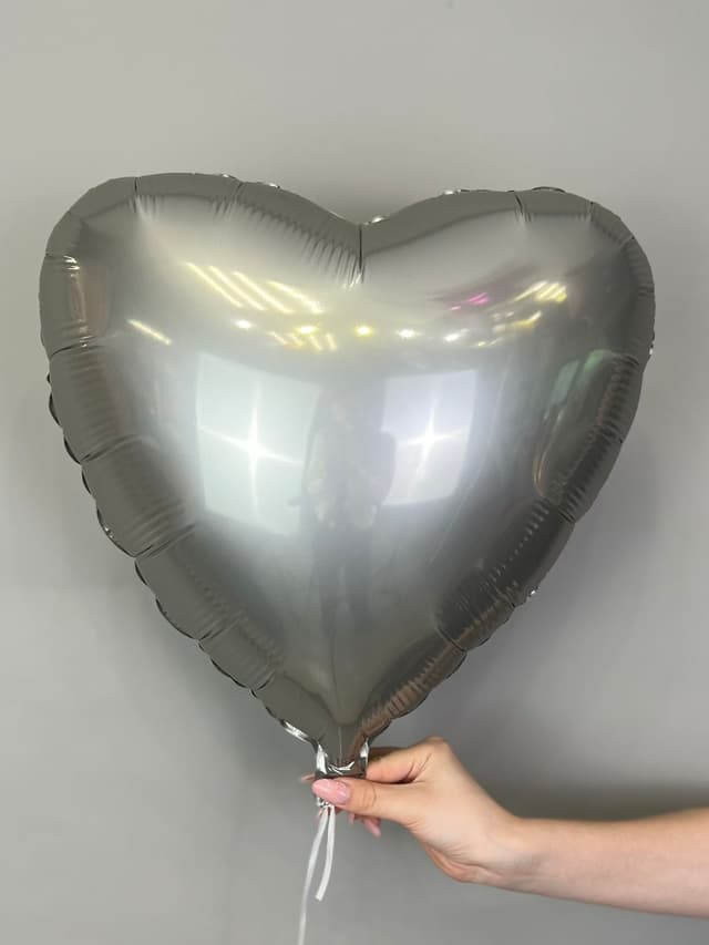 Сердца сатин стальной серый 45 см Сердца сатин стальной серый 45 см